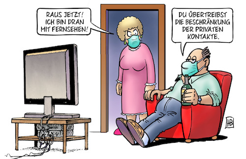 Cartoon: Private Kontakte (medium) by Harm Bengen tagged tv,fernsehen,übertreibung,beschränkung,private,kontakte,corona,harm,bengen,cartoon,karikatur,tv,fernsehen,übertreibung,beschränkung,private,kontakte,corona,harm,bengen,cartoon,karikatur