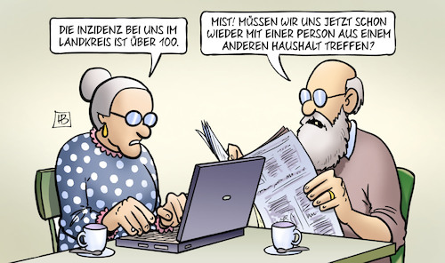 Cartoon: Private Treffen (medium) by Harm Bengen tagged inzidenz,landkreis,100,person,anderer,haushalt,treffen,corona,computer,laptop,susemil,harm,bengen,cartoon,karikatur,inzidenz,landkreis,100,person,anderer,haushalt,treffen,corona,computer,laptop,susemil,harm,bengen,cartoon,karikatur