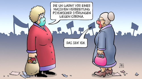 Cartoon: Psyche und Corona (medium) by Harm Bengen tagged un,psyche,warnung,psychische,störungen,geisteskrank,susemil,jutta,mundschutz,hygiene,demonstration,corona,coronavirus,ansteckung,pandemie,epidemie,krankheit,schaden,harm,bengen,cartoon,karikatur,un,psyche,warnung,psychische,störungen,geisteskrank,susemil,jutta,mundschutz,hygiene,demonstration,corona,coronavirus,ansteckung,pandemie,epidemie,krankheit,schaden,harm,bengen,cartoon,karikatur