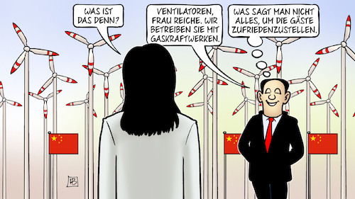 Cartoon: Reiche und Ventilatoren (medium) by Harm Bengen tagged windrad,windräder,ventilatoren,china,chinesen,wirtschaftsministerin,reiche,besuch,reise,harm,bengen,cartoon,karikatur,windrad,windräder,ventilatoren,china,chinesen,wirtschaftsministerin,reiche,besuch,reise,harm,bengen,cartoon,karikatur