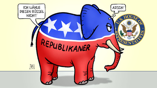 Cartoon: Republikaner-Chaos (medium) by Harm Bengen tagged republikaner,chaos,usa,repräsentantenhaus,rüssel,arsch,wahlen,mccarthy,elefant,harm,bengen,cartoon,karikatur,republikaner,chaos,usa,repräsentantenhaus,rüssel,arsch,wahlen,mccarthy,elefant,harm,bengen,cartoon,karikatur