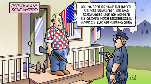 Cartoon: Republikanische Werte (medium) by Harm Bengen tagged republikanische,werte,romney,mitt,usa,republikaner,republican,party,partei,präsidentschaftskanditat,religion,waffen,abtreibung,vergewaltigung,gewalt,polizei,cop,harm,bengen,cartoon,karikatur,republikanische,werte,romney,mitt,usa,republikaner,republican,party,partei,präsidentschaftskanditat,religion,waffen,abtreibung,vergewaltigung,gewalt,polizei,cop,harm,bengen,cartoon,karikatur