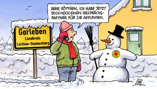 Cartoon: Röttgen in Gorleben (medium) by Harm Bengen tagged röttgen,umweltminister,gorleben,atom,atomkraft,kernkraft,endlager,zwischenlager,salzstock,asse,müll,atommüll,protest,castor,schnee,schneemann,röttgen,umweltminister,gorleben,atomkraft,kernkraft,atom,endlager,zwischenlager,salzstock,atommüll,protest,castor,schnee,schneemann,akw