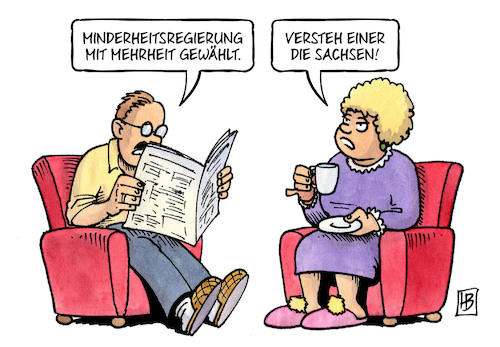 Cartoon: Sachsens Minderheitsregierung (medium) by Harm Bengen tagged minderheitsregierung,mehrheit,wahlen,ministerpräsident,kretschmer,sachsen,harm,bengen,cartoon,karikatur,minderheitsregierung,mehrheit,wahlen,ministerpräsident,kretschmer,sachsen,harm,bengen,cartoon,karikatur