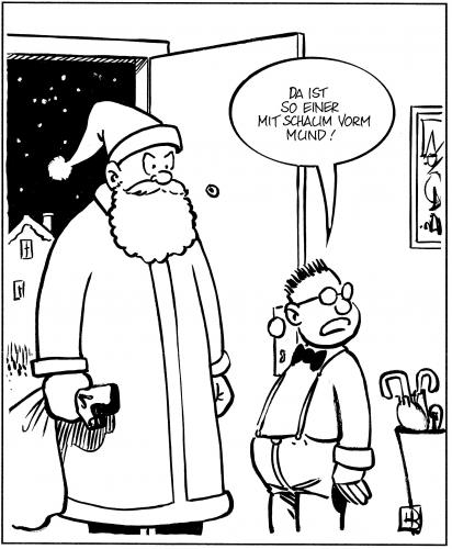 Cartoon: Schaum vorm Mund (medium) by Harm Bengen tagged weihnachten,weihnachtsmann,weihnacht,fest,tradition,kultur,geschenke,geschenk,heiligabend,santa clause,advent,bescherung,kind,familie,kinder,bart,vollbart,schaum,tollwut,respekt,santa,clause