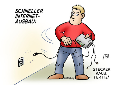 Cartoon: Schneller Internet-Ausbau (medium) by Harm Bengen tagged stecker,router,modem,schneller,internet,ausbau,internetausbau,bundesministerium,verkehr,digitale,infrastruktur,verkehrsministerium,harm,bengen,cartoon,karikatur,stecker,router,modem,schneller,internet,ausbau,internetausbau,bundesministerium,verkehr,digitale,infrastruktur,verkehrsministerium,harm,bengen,cartoon,karikatur