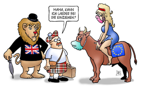 Cartoon: Schottland-Wahl (medium) by Harm Bengen tagged schottland,wahl,schotte,europa,stier,löwe,uk,gb,austritt,unabhängigkeit,mama,einziehen,harm,bengen,cartoon,karikatur,schottland,wahl,schotte,europa,stier,löwe,uk,gb,austritt,unabhängigkeit,mama,einziehen,harm,bengen,cartoon,karikatur