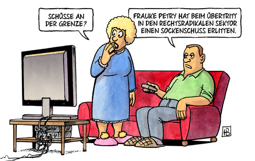 Cartoon: Schüsse an der Grenze (medium) by Harm Bengen tagged schüsse,grenze,schiessen,frauke,petry,afd,rechtsradikal,rechtsextremismus,tv,sockenschuss,abschiebung,ausweisen,obergrenze,populismus,flüchtlinge,flucht,asyl,politiker,harm,bengen,cartoon,karikatur,schüsse,grenze,schiessen,frauke,petry,afd,rechtsradikal,rechtsextremismus,tv,sockenschuss,abschiebung,ausweisen,obergrenze,populismus,flüchtlinge,flucht,asyl,politiker,harm,bengen,cartoon,karikatur