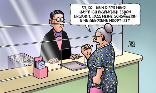 Cartoon: Schwägerin (medium) by Harm Bengen tagged moodys,ratingagentur,euro,eurokrise,usa,eu,banken,aaa,dispo,schwägerin,drohung