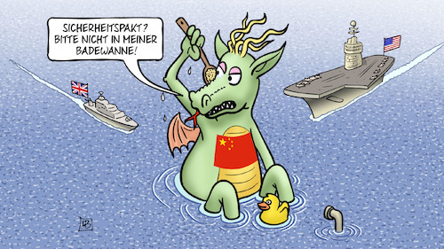 Cartoon: Sicherheitspakt (medium) by Harm Bengen tagged sicherheitspakt,badewanne,ente,china,usa,gb,uk,australien,kriegsschiffe,flugzeugträger,uboot,aukus,indopazifik,harm,bengen,cartoon,karikatur,sicherheitspakt,badewanne,ente,china,usa,gb,uk,australien,kriegsschiffe,flugzeugträger,uboot,aukus,indopazifik,harm,bengen,cartoon,karikatur