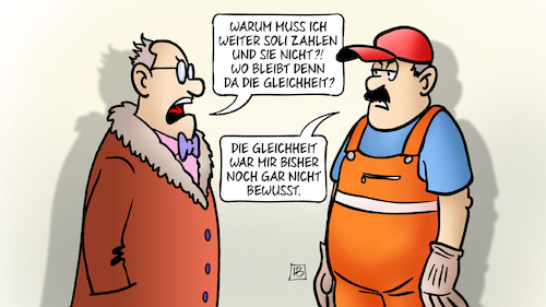 Cartoon: Soli-Klage (medium) by Harm Bengen tagged solidaritätszuschlag,steuer,gleichheit,kapitalist,arbeiter,reichtum,armut,soziales,bundesfinanzhof,klage,harm,bengen,cartoon,karikatur,solidaritätszuschlag,steuer,gleichheit,kapitalist,arbeiter,reichtum,armut,soziales,bundesfinanzhof,klage,harm,bengen,cartoon,karikatur