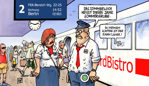 Cartoon: Sommergrube (medium) by Harm Bengen tagged sommergrube,sommer,grube,bahnchef,verantwortung,hitze,heiß,klima,klimaanlage,ausfall,kollaps,ramsauer,verkehrsminister,sauer,kaffee,zugbegleiter,schaffner,bahn,ice,sommergrube,sommer,grube,bahnchef,verantwortung,hitze,heiß,klima,klimaanlage,ausfall,ramsauer,verkehrsminister,schaffner,zugbegleiter,bahn,ice,db,deutsche bahn,zug,fahrgäste,fahrgast,service,kreislauf,störung,verkehr,deutsche