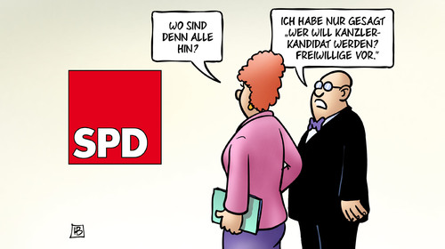 Cartoon: SPD-Kandidat (medium) by Harm Bengen tagged kanzlerkandidat,freiwillige,spd,gabriel,scholz,wahlkampf,harm,bengen,cartoon,karikatur,kanzlerkandidat,freiwillige,spd,gabriel,scholz,wahlkampf,harm,bengen,cartoon,karikatur