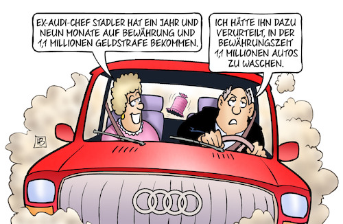 Cartoon: Stadler-Urteil (medium) by Harm Bengen tagged audi,chef,stadler,urteil,abgasskandal,abschaltvorrichtung,bewährung,geldstrafe,autos,waschen,kfz,harm,bengen,cartoon,karikatur,audi,chef,stadler,urteil,abgasskandal,abschaltvorrichtung,bewährung,geldstrafe,autos,waschen,kfz,harm,bengen,cartoon,karikatur