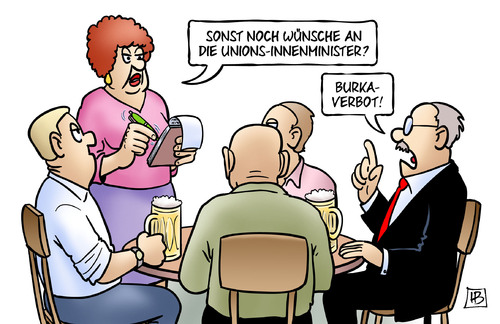 Cartoon: Stammtisch-Wünsche (medium) by Harm Bengen tagged stammtisch,wünsche,innenminister,union,cdu,csu,demaiziere,burkaverbot,populismus,terror,sicherheit,harm,bengen,cartoon,karikatur,stammtisch,wünsche,innenminister,union,cdu,csu,demaiziere,burkaverbot,populismus,terror,sicherheit,harm,bengen,cartoon,karikatur