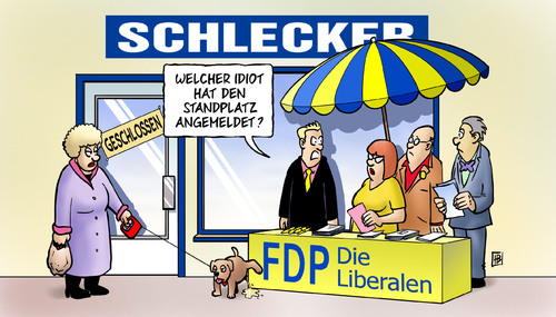 Cartoon: Standplatz (medium) by Harm Bengen tagged standplatz,wahlkampf,werbung,fdp,schlecker,pleite,konkurs,entlassung,auffanggesellschaft,liberale,hund,kunde,kundin,standplatz,wahlkampf,werbung,fdp,schlecker,pleite,konkurs,auffanggesellschaft,liberale