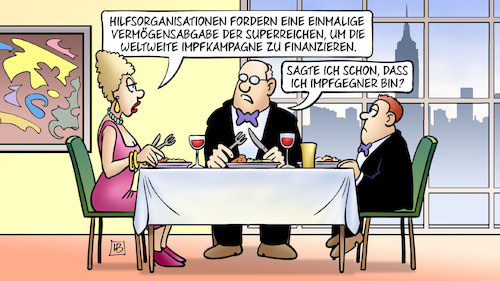 Cartoon: Superreiche und Impfen (medium) by Harm Bengen tagged hilfsorganisationen,einmalige,vermögensabgabe,superreichen,weltweite,impfkampagne,finanzieren,kapitalisten,impfgegner,impfen,corona,harm,bengen,cartoon,karikatur,hilfsorganisationen,einmalige,vermögensabgabe,superreichen,weltweite,impfkampagne,finanzieren,kapitalisten,impfgegner,impfen,corona,harm,bengen,cartoon,karikatur