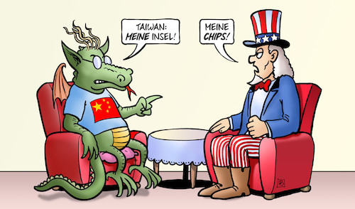 Cartoon: Taiwan-Wahl (medium) by Harm Bengen tagged taiwan,insel,wahl,chips,usa,china,uncle,sam,drache,harm,bengen,cartoon,karikatur,taiwan,insel,wahl,chips,usa,china,uncle,sam,drache,harm,bengen,cartoon,karikatur