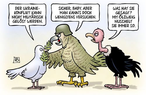 Cartoon: Taube-Falke-Geier (medium) by Harm Bengen tagged konflikt,militärisch,ölzweig,taube,falke,geier,friedensplan,merkel,holland,putin,poroschenko,russland,kreml,ukraine,krieg,frieden,harm,bengen,cartoon,karikatur,konflikt,militärisch,ölzweig,taube,falke,geier,friedensplan,merkel,holland,putin,poroschenko,russland,kreml,ukraine,krieg,frieden,harm,bengen,cartoon,karikatur