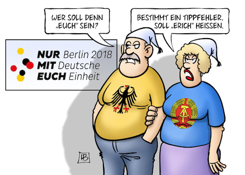 Cartoon: TDE 2018 (medium) by Harm Bengen tagged euch,tag,der,deutschen,einheit,brd,ddr,tippfehler,erich,honecker,harm,bengen,cartoon,karikatur,euch,tag,der,deutschen,einheit,brd,ddr,tippfehler,erich,honecker,harm,bengen,cartoon,karikatur