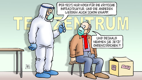 Cartoon: Tests knapp (medium) by Harm Bengen tagged pcr,tests,kritische,infrastruktur,ohrenstäbchen,testzentrum,testen,corona,harm,bengen,cartoon,karikatur,pcr,tests,kritische,infrastruktur,ohrenstäbchen,testzentrum,testen,corona,harm,bengen,cartoon,karikatur