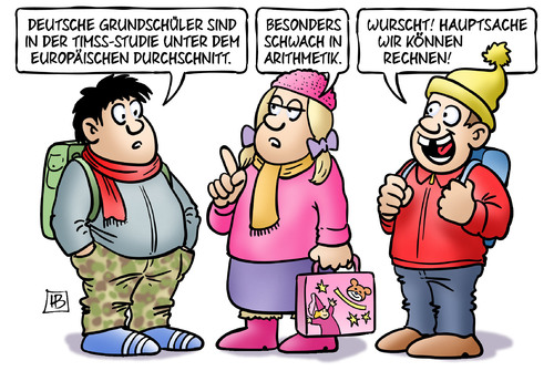 Cartoon: TIMSS-Studie (medium) by Harm Bengen tagged deutsche,grundschüler,timss,studie,europäischer,durchschnitt,schule,kinder,schwach,arithmetik,rechnen,bildung,harm,bengen,cartoon,karikatur,deutsche,grundschüler,timss,studie,europäischer,durchschnitt,schule,kinder,schwach,arithmetik,rechnen,bildung,harm,bengen,cartoon,karikatur