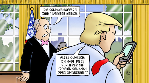 Cartoon: Trottel und Verlierer (medium) by Harm Bengen tagged soldatenaffäre,verlierer,trottel,loser,suckers,trump,soldaten,tod,handy,oval,office,harm,bengen,cartoon,karikatur,soldatenaffäre,verlierer,trottel,loser,suckers,trump,soldaten,tod,handy,oval,office,harm,bengen,cartoon,karikatur