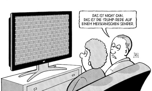 Trump-Rede und Mauer
