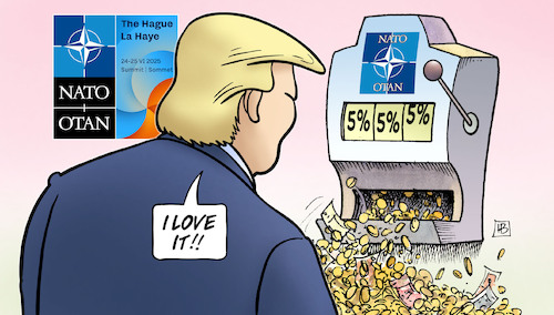 Cartoon: Trump liebt NATO (medium) by Harm Bengen tagged glücksspielautomat,spielautomat,love,trump,fünf,prozent,nato,gipfel,rüstung,verteidigungsausgaben,harm,bengen,cartoon,karikatur,glücksspielautomat,spielautomat,love,trump,fünf,prozent,nato,gipfel,rüstung,verteidigungsausgaben,harm,bengen,cartoon,karikatur