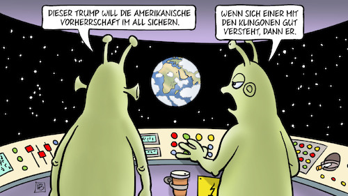 Cartoon: Trump und Klingonen (medium) by Harm Bengen tagged trump,rüstung,weltraum,amerikanische,vorherrschaft,weltall,spaceforce,spacecom,klingonen,startrek,aliens,harm,bengen,cartoon,karikatur,trump,rüstung,weltraum,amerikanische,vorherrschaft,weltall,spaceforce,spacecom,klingonen,startrek,aliens,harm,bengen,cartoon,karikatur