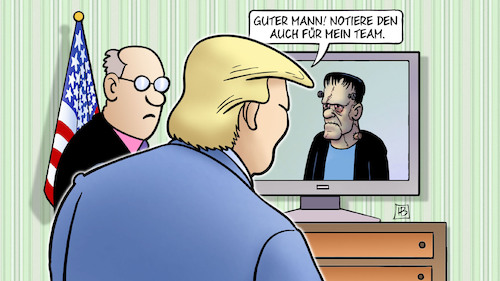 Cartoon: Trumps Horrorteam (medium) by Harm Bengen tagged guter,mann,frankenstein,monster,usa,tv,notieren,trump,horrorteam,team,regierung,harm,bengen,cartoon,karikatur,guter,mann,frankenstein,monster,usa,tv,notieren,trump,horrorteam,team,regierung,harm,bengen,cartoon,karikatur