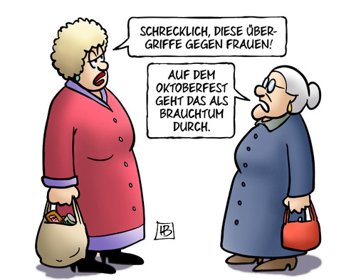 Cartoon: Übergriffe und Brauchtum (medium) by Harm Bengen tagged frauen,oktoberfest,brauchtum,übergriffe,sexuelle,belästigung,diebstahl,raub,köln,harm,bengen,cartoon,karikatur,frauen,oktoberfest,brauchtum,übergriffe,sexuelle,belästigung,diebstahl,raub,köln,harm,bengen,cartoon,karikatur