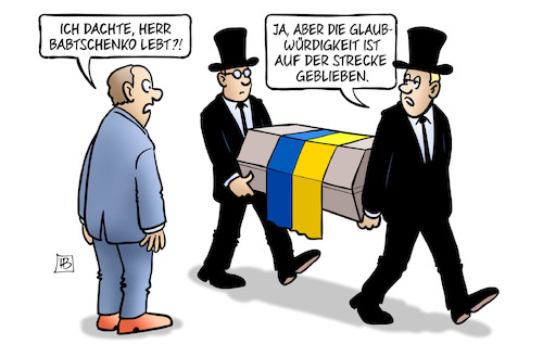 Cartoon: Ukrainische Glaubwürdigkeit (medium) by Harm Bengen tagged ukraine,glaubwürdigkeit,babtschenko,fake,mord,russland,leichenbestatter,sarg,tod,tot,harm,bengen,cartoon,karikatur,ukraine,glaubwürdigkeit,babtschenko,fake,mord,russland,leichenbestatter,sarg,tod,tot,harm,bengen,cartoon,karikatur