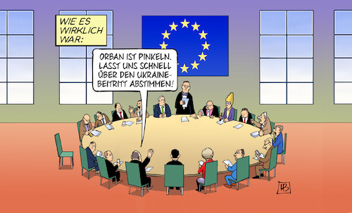 Cartoon: Ungarn und Beitritt (medium) by Harm Bengen tagged pinkeln,stuhl,leer,scholz,orban,ungarn,eu,europa,gipfel,beitrittsverhandlungen,beitrittsgespräche,ukraine,veto,harm,bengen,cartoon,karikatur,pinkeln,stuhl,leer,scholz,orban,ungarn,eu,europa,gipfel,beitrittsverhandlungen,beitrittsgespräche,ukraine,veto,harm,bengen,cartoon,karikatur