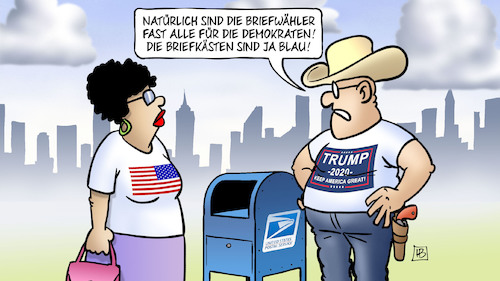 Cartoon: US-Briefwahl (medium) by Harm Bengen tagged briefwahl,briefwähler,demokraten,briefkasten,briefkaesten,us,postal,service,blau,usa,wahl,trump,biden,harm,bengen,cartoon,karikatur,briefwahl,briefwähler,demokraten,briefkasten,briefkaesten,us,postal,service,blau,usa,wahl,trump,biden,harm,bengen,cartoon,karikatur