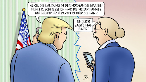 Cartoon: US-Regierung und AfD (medium) by Harm Bengen tagged alice,weidel,trump,handy,telefonieren,landung,normandie,fehler,nsdap,beliebteste,partei,verfassungsschutz,beobachtung,gesichert,rechtsextremistisch,afd,nazis,harm,bengen,cartoon,karikatur,alice,weidel,trump,handy,telefonieren,landung,normandie,fehler,nsdap,beliebteste,partei,verfassungsschutz,beobachtung,gesichert,rechtsextremistisch,afd,nazis,harm,bengen,cartoon,karikatur