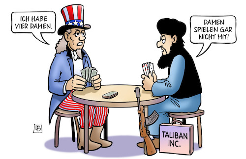 Cartoon: USA und Taliban in Katar (medium) by Harm Bengen tagged vier,damen,usa,taliban,katar,poker,spiel,kartenspielen,uncle,sam,frauenrechte,harm,bengen,cartoon,karikatur,vier,damen,usa,taliban,katar,poker,spiel,kartenspielen,uncle,sam,frauenrechte,harm,bengen,cartoon,karikatur