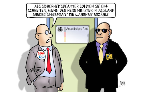 Cartoon: Wadephul und Syrien (medium) by Harm Bengen tagged sicherheitsbeamter,wadephul,syrien,außenminister,auswärtiges,amt,wahrheit,migration,union,streit,security,harm,bengen,cartoon,karikatur,sicherheitsbeamter,wadephul,syrien,außenminister,auswärtiges,amt,wahrheit,migration,union,streit,security,harm,bengen,cartoon,karikatur