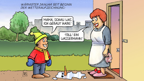 Cartoon: Wassermann (medium) by Harm Bengen tagged wärmster,januar,wetteraufzeichnung,mama,kind,mutter,schneemann,winter,hitze,wassermann,harm,bengen,cartoon,karikatur,wärmster,januar,wetteraufzeichnung,mama,kind,mutter,schneemann,winter,hitze,wassermann,harm,bengen,cartoon,karikatur