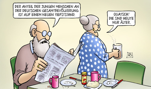 Cartoon: Weniger junge Menschen (medium) by Harm Bengen tagged anteil,jungen,menschen,gesamtbevölkerung,tiefststand,statistik,susemil,harm,bengen,cartoon,karikatur,anteil,jungen,menschen,gesamtbevölkerung,tiefststand,statistik,susemil,harm,bengen,cartoon,karikatur