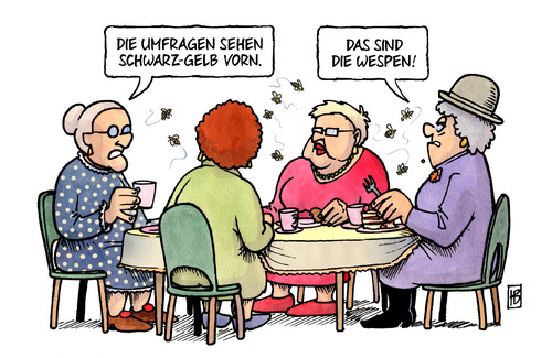 Cartoon: Wespen (medium) by Harm Bengen tagged umfragen,schwarz,gelb,wespen,cdu,csu,fdp,bundestagswahl,koalition,harm,bengen,cartoon,karikatur,umfragen,schwarz,gelb,wespen,cdu,csu,fdp,bundestagswahl,koalition,harm,bengen,cartoon,karikatur