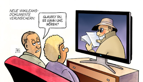 Cartoon: Wikileaks und TV-Wanzen (medium) by Harm Bengen tagged wikileaks,dokumente,verunsichern,abhören,tv,spion,geheimdienst,cia,frankfurt,hacker,computersicherheit,harm,bengen,cartoon,karikatur,wikileaks,dokumente,verunsichern,abhören,tv,spion,geheimdienst,cia,frankfurt,hacker,computersicherheit,harm,bengen,cartoon,karikatur