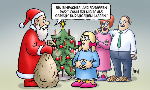 Cartoon: Wir-schaffen-das-Gedicht (medium) by Harm Bengen tagged wir,schaffen,das,gedicht,eltern,tannenbaum,weihnachtsbaum,bescherung,weihnachtsmann,kind,geschenke,weihnachten,harm,bengen,cartoon,karikatur,wir,schaffen,das,gedicht,eltern,tannenbaum,weihnachtsbaum,bescherung,weihnachtsmann,kind,geschenke,weihnachten,harm,bengen,cartoon,karikatur