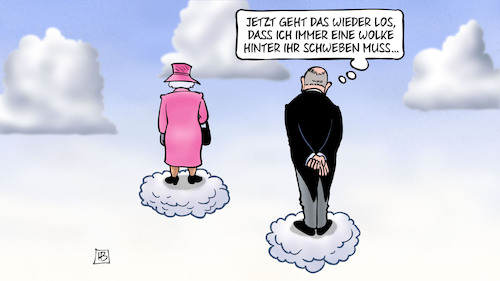 Cartoon: Wolke zwei (medium) by Harm Bengen tagged wolke,schweben,himmel,queen,elisabeth,tod,tot,gb,uk,prinz,prince,philip,harm,bengen,cartoon,karikatur,wolke,schweben,himmel,queen,elisabeth,tod,tot,gb,uk,prinz,prince,philip,harm,bengen,cartoon,karikatur