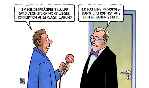 Cartoon: Wulff-Anklage (medium) by Harm Bengen tagged bundespräsident,wulff,korruption,angeklagt,anklage,monopoly,karte,du,kommst,aus,dem,gefängnis,frei,staatsanwaltschaft,groenewold,harm,bengen,cartoon,karikatur,bundespräsident,wulff,korruption,angeklagt,anklage,monopoly,karte,du,kommst,aus,dem,gefängnis,frei,staatsanwaltschaft,groenewold,harm,bengen,cartoon,karikatur