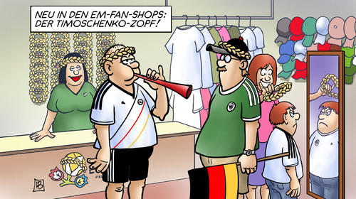 Cartoon: Zopf (medium) by Harm Bengen tagged fussball,em,fan,shop,zopf,fahne,trikot,europameisterschaft,boykott,drohung,ukraine,deutschland,merkel,westerwelle,gauck,timoschenko,janukowitsch,gericht,prozess,haft,hungerstreik,justiz,willkuer,dfb,fussball,em,europameisterschaft,boykott,drohung,ukraine,deutschland