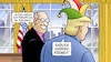 Cartoon: Freispruch (small) by Harm Bengen tagged glückwunsch,freispruch,president,trump,usa,oval,office,impeachment,narrenfreiheit,narrenkappe,harm,bengen,cartoon,karikatur