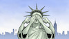 Cartoon: Lady Liberty wartet (small) by Harm Bengen tagged bürgerkrieg,liberty,freiheitsstatue,hören,sehen,augen,usa,wahl,trump,harris,harm,bengen,cartoon,karikatur