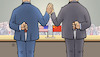 Cartoon: Teilabkommen USA-China (small) by Harm Bengen tagged teilabkommen,usa,china,handelskrieg,zoll,strafzölle,messer,pressekonferenz,harm,bengen,cartoon,karikatur