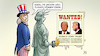 Cartoon: Trump-Anklage Georgia (small) by Harm Bengen tagged wahlplakate,trump,anklage,georgia,wahlbetrug,wahlen,steckbrief,wanted,uncle,sam,freiheitsstatue,harm,bengen,cartoon,karikatur